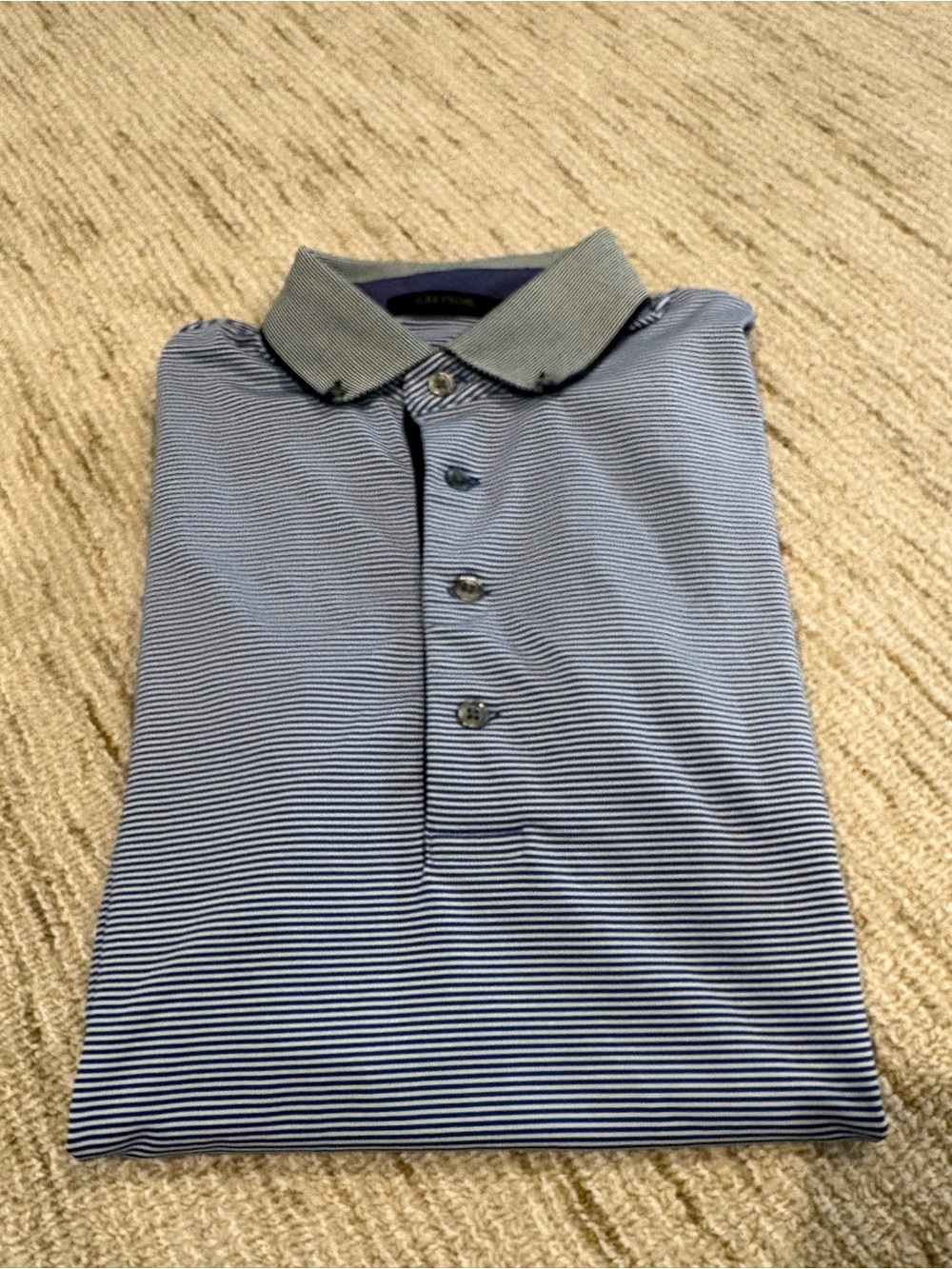 Greyson Navy and White Striped Polo